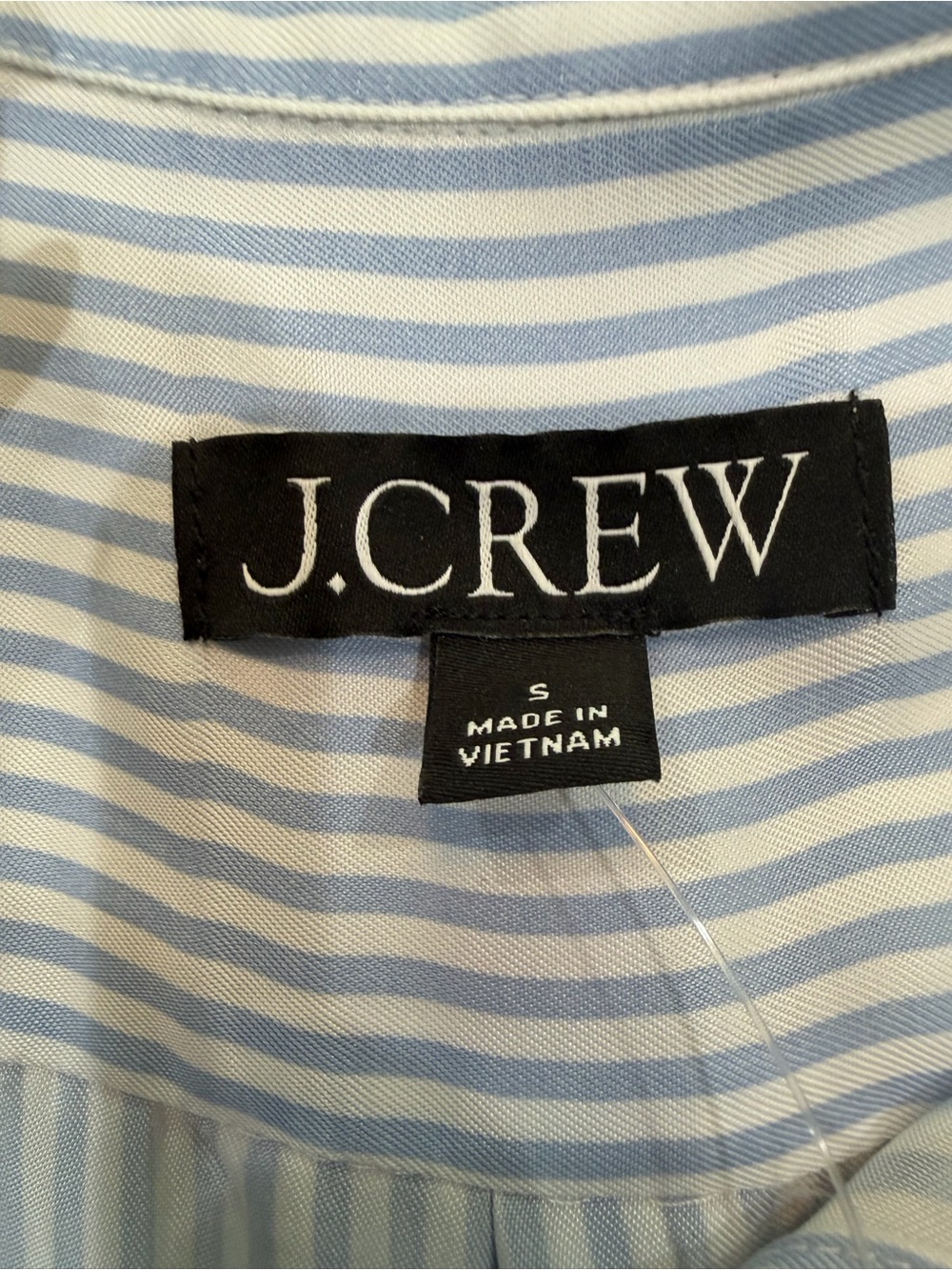 J. Crew Light Blue and White Striped Ivory Ruffle-Neck Button Down Blouse - Picture 2 of 6